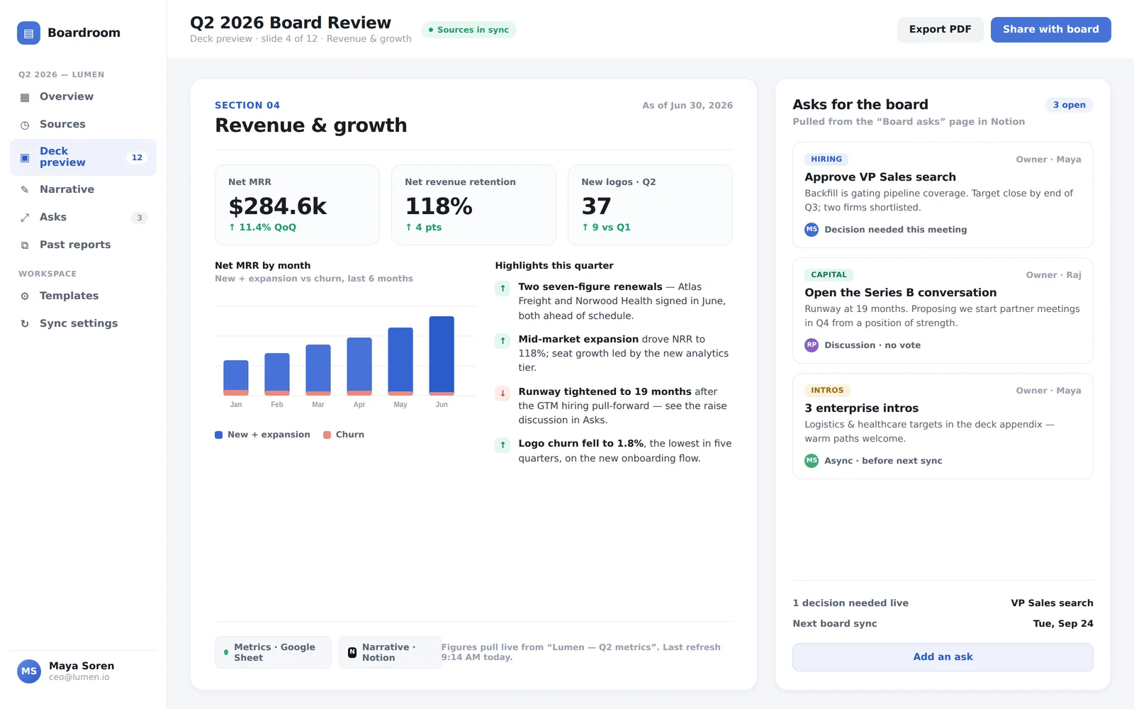 Board Report Builder screenshot 2
