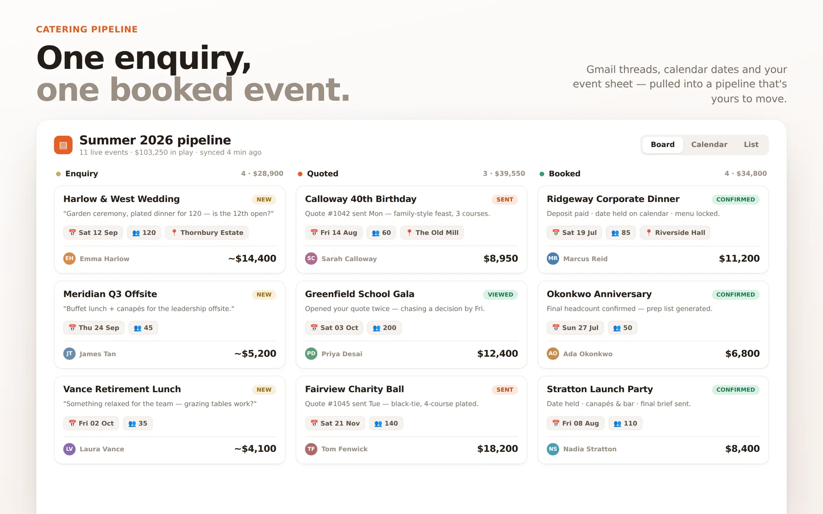Catering Pipeline screenshot 1