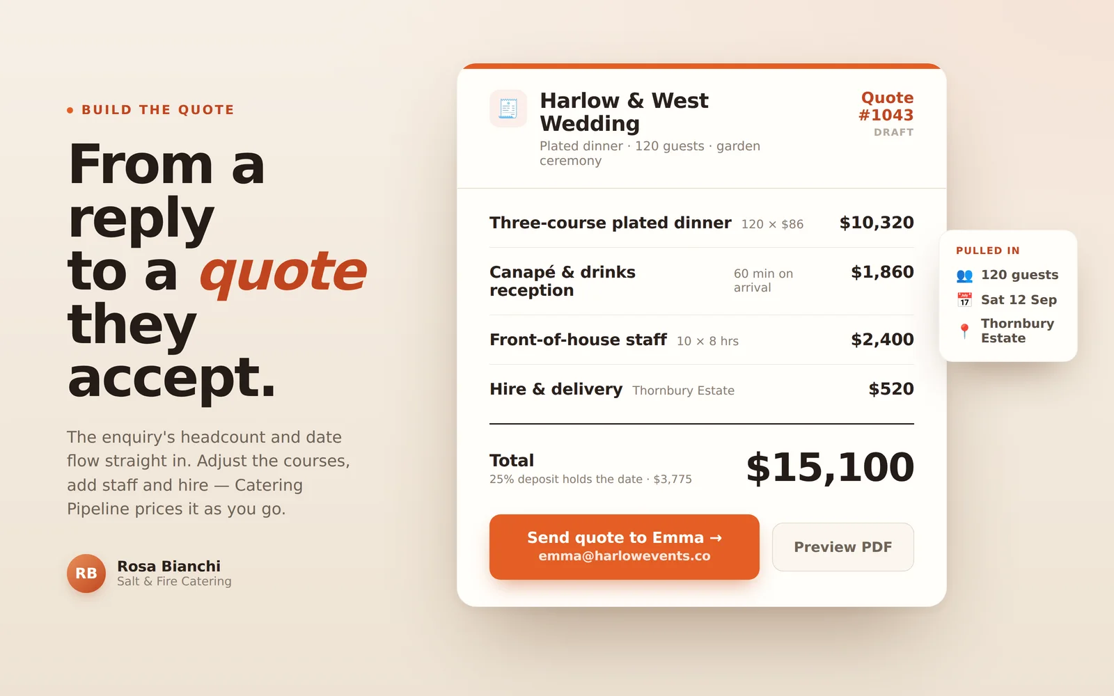 Catering Pipeline screenshot 3