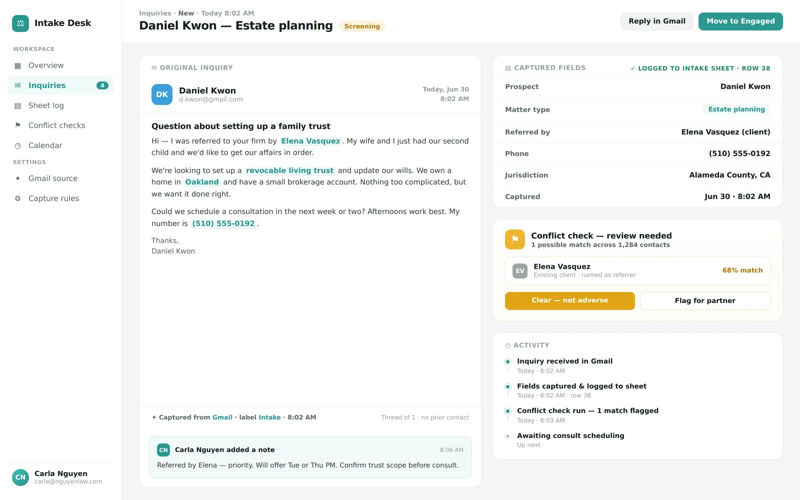 Client Intake Desk screenshot 2