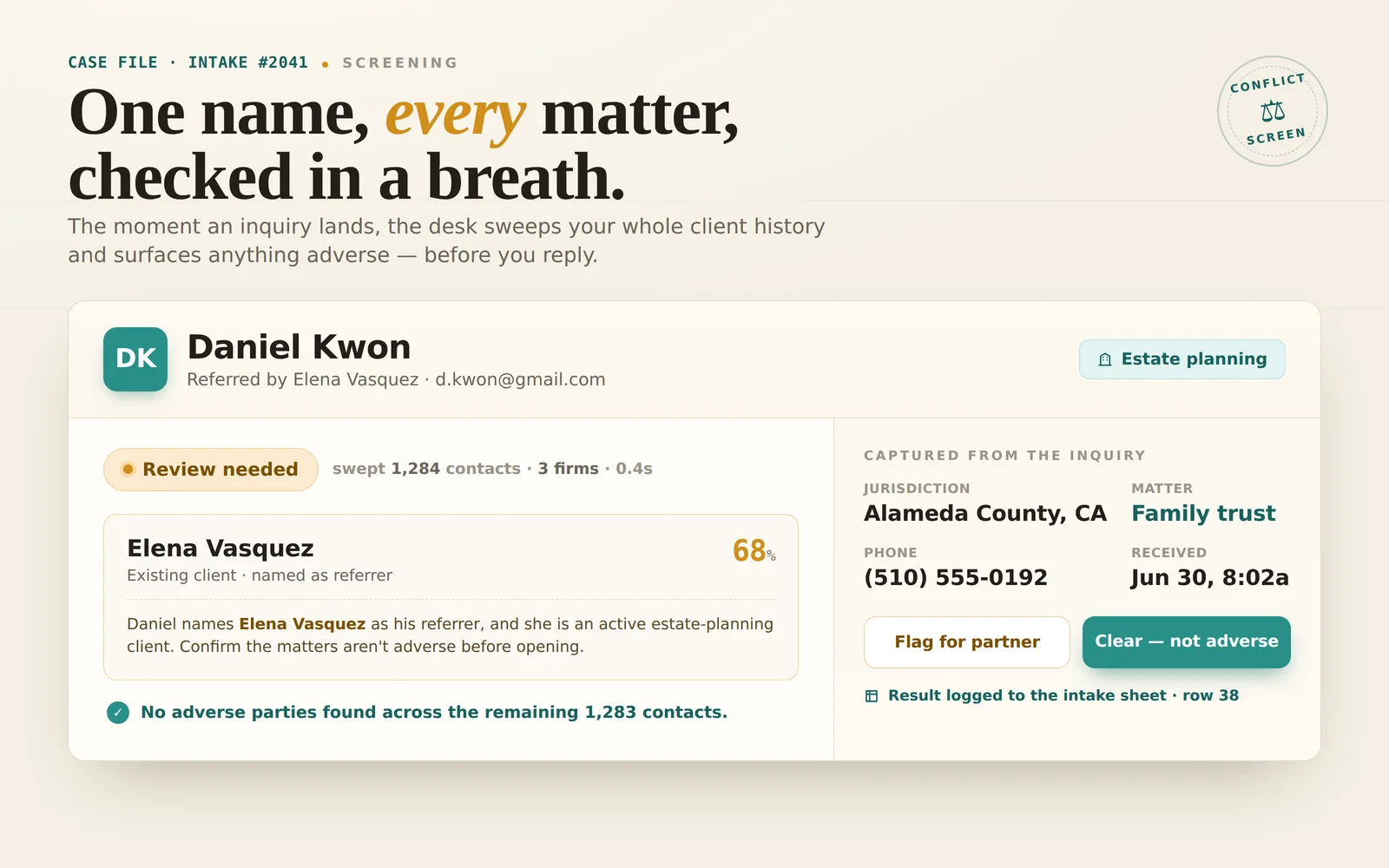 Client Intake Desk screenshot 3