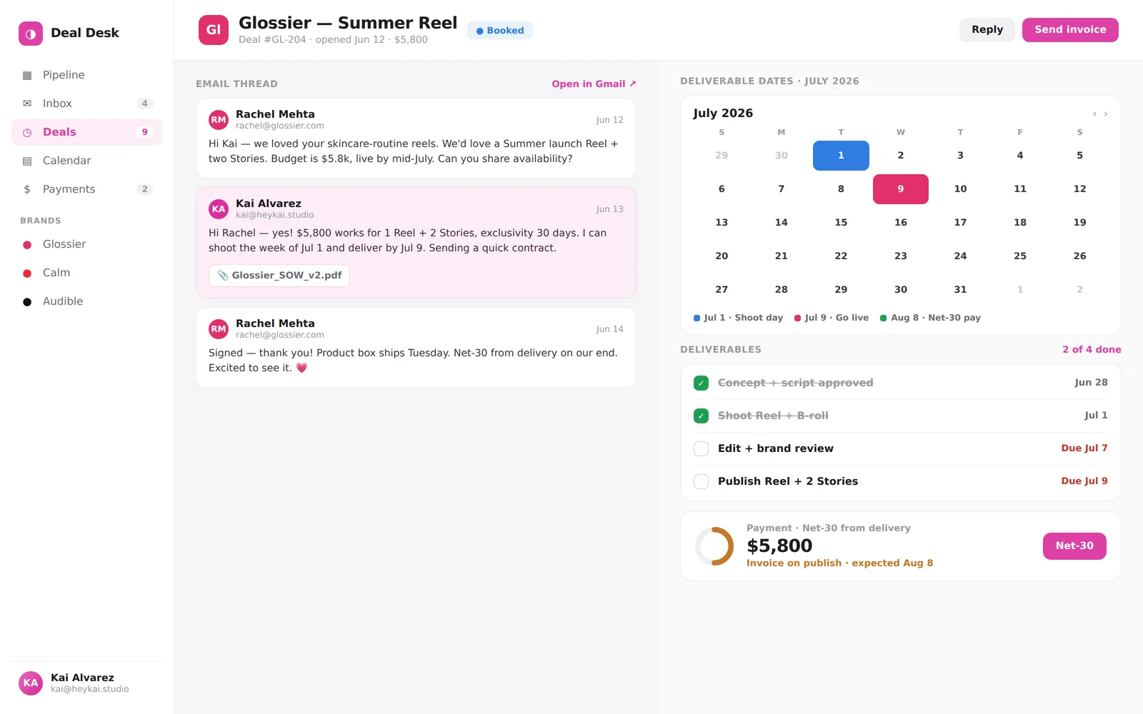 Creator Deal Desk screenshot 2