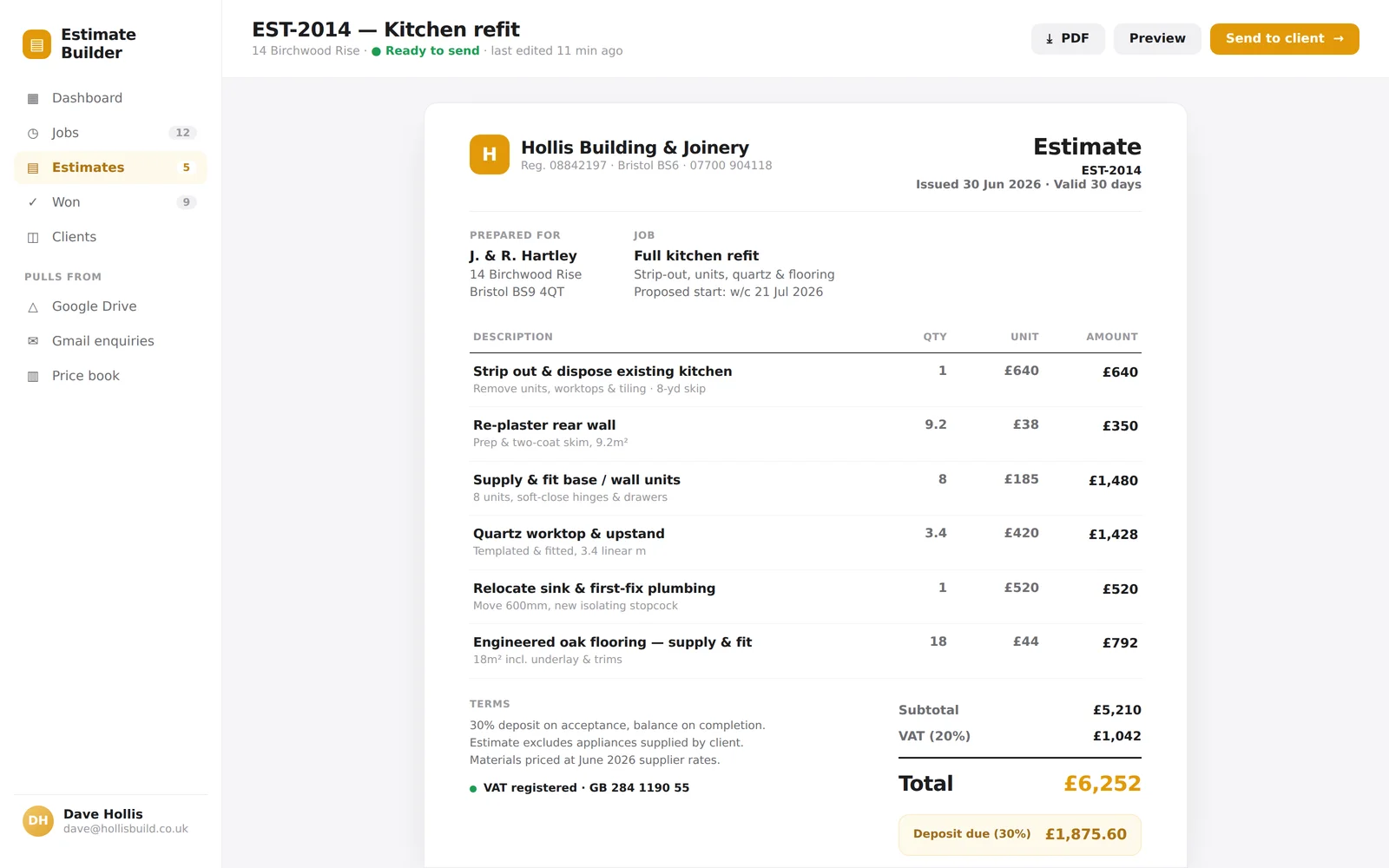 Estimate Builder screenshot 2