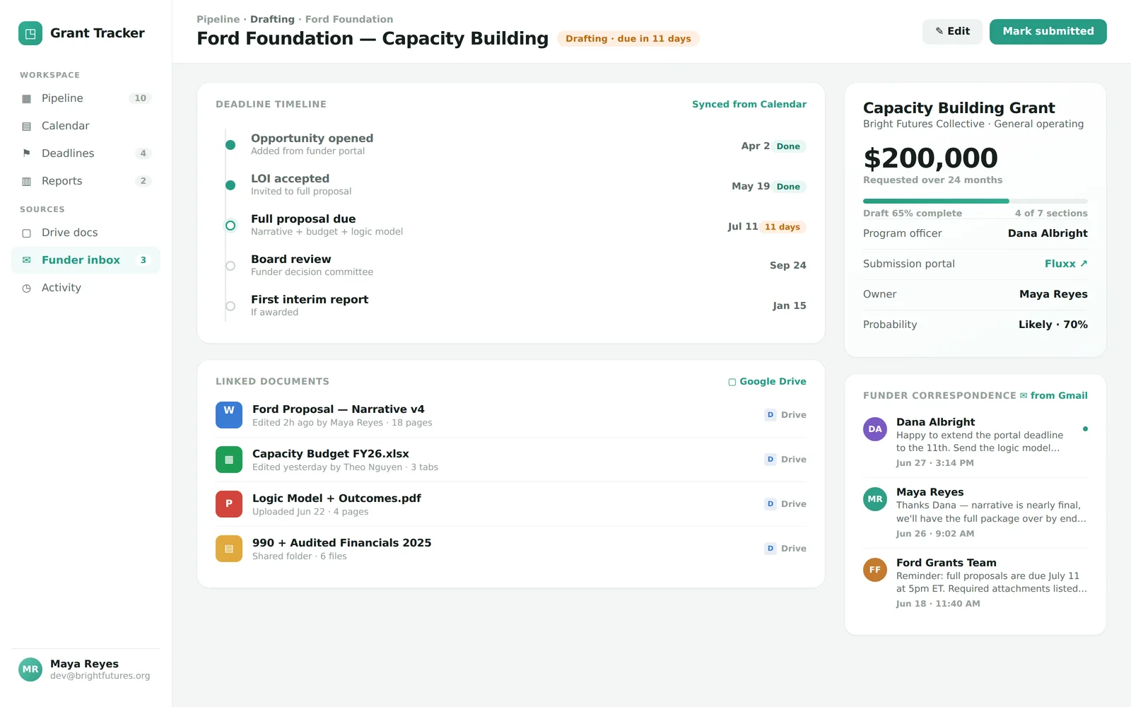 Grant Tracker screenshot 2