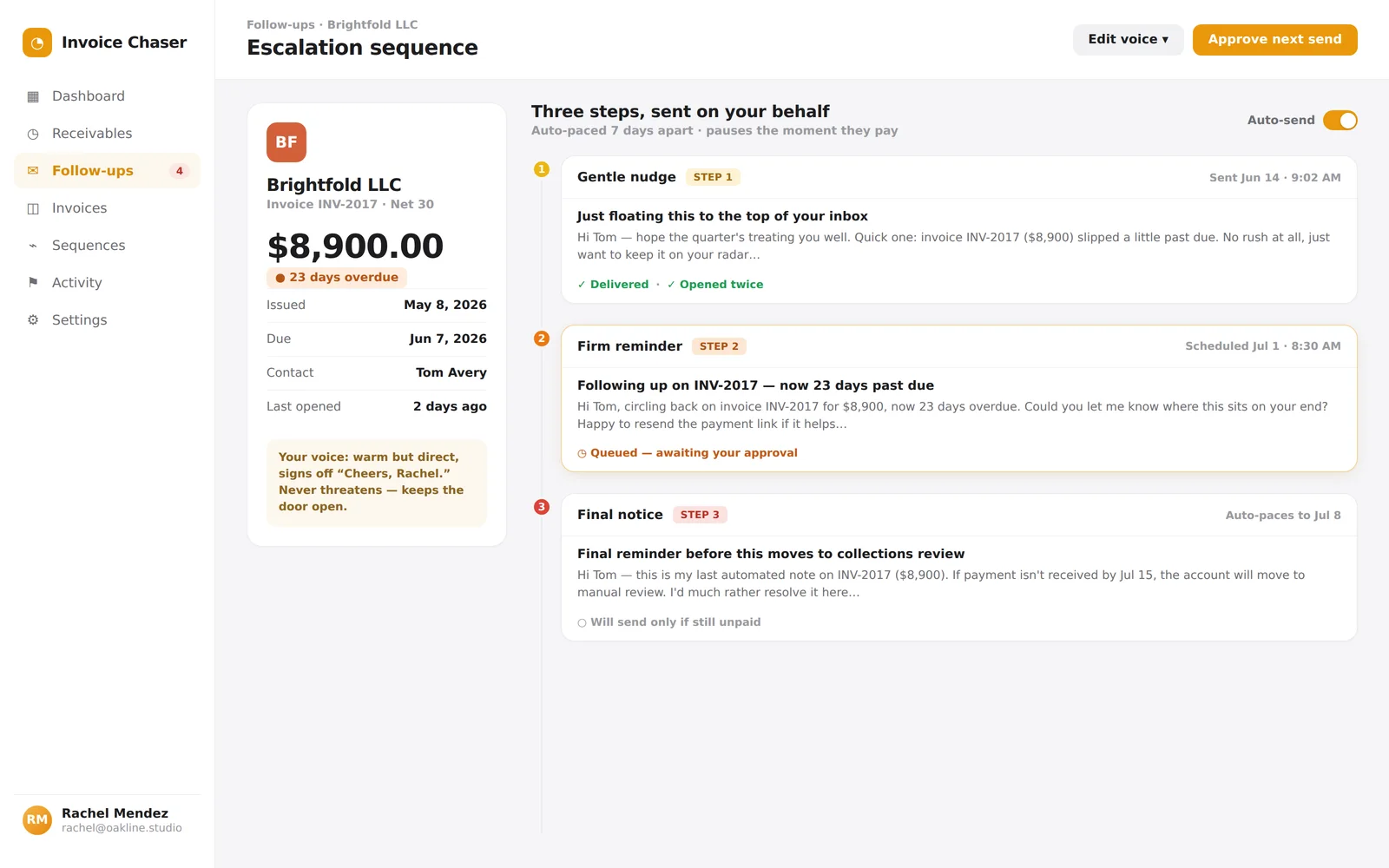 Invoice Chaser screenshot 2