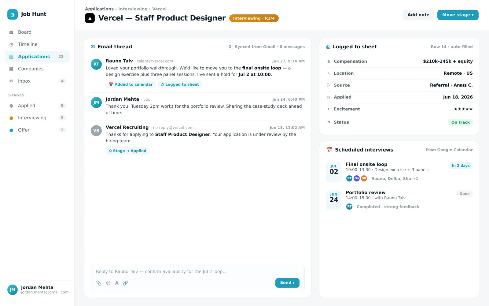 Job Hunt Tracker screenshot 2