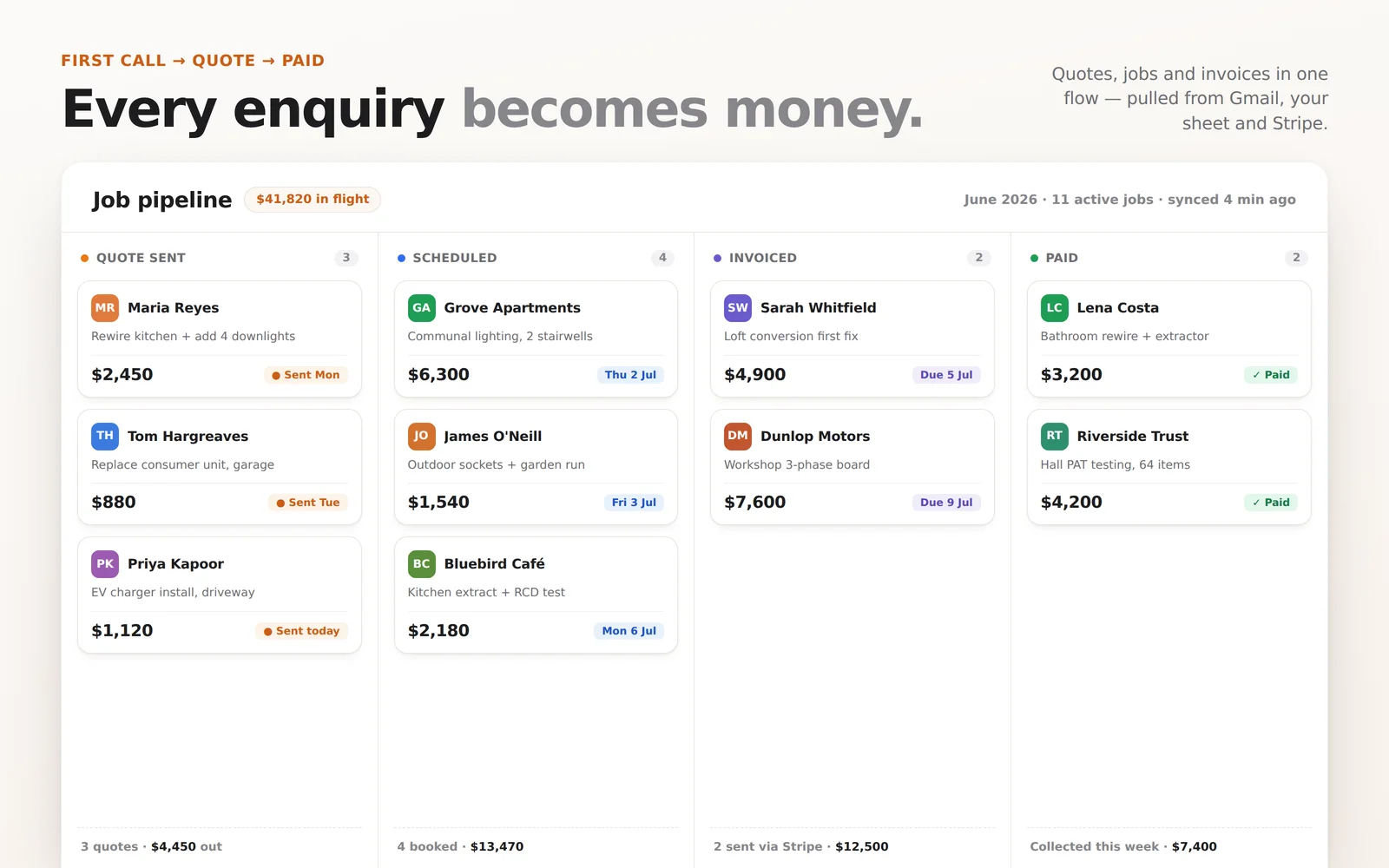 Job &amp; Quote Tracker screenshot 1