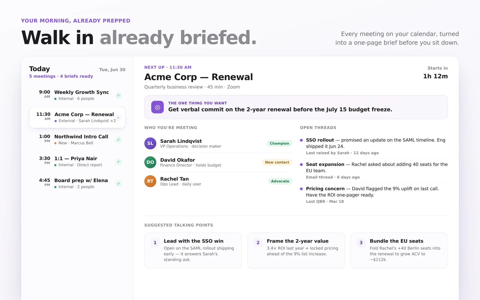 Meeting Prep Dashboard screenshot 1