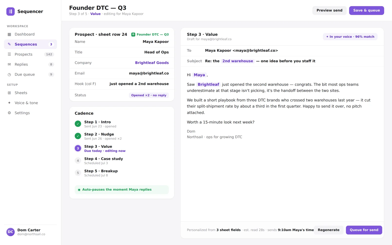 Outbound Sequencer screenshot 2