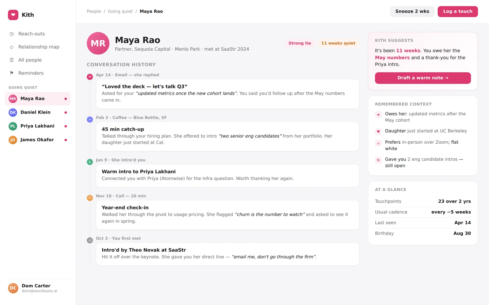 Personal CRM screenshot 2