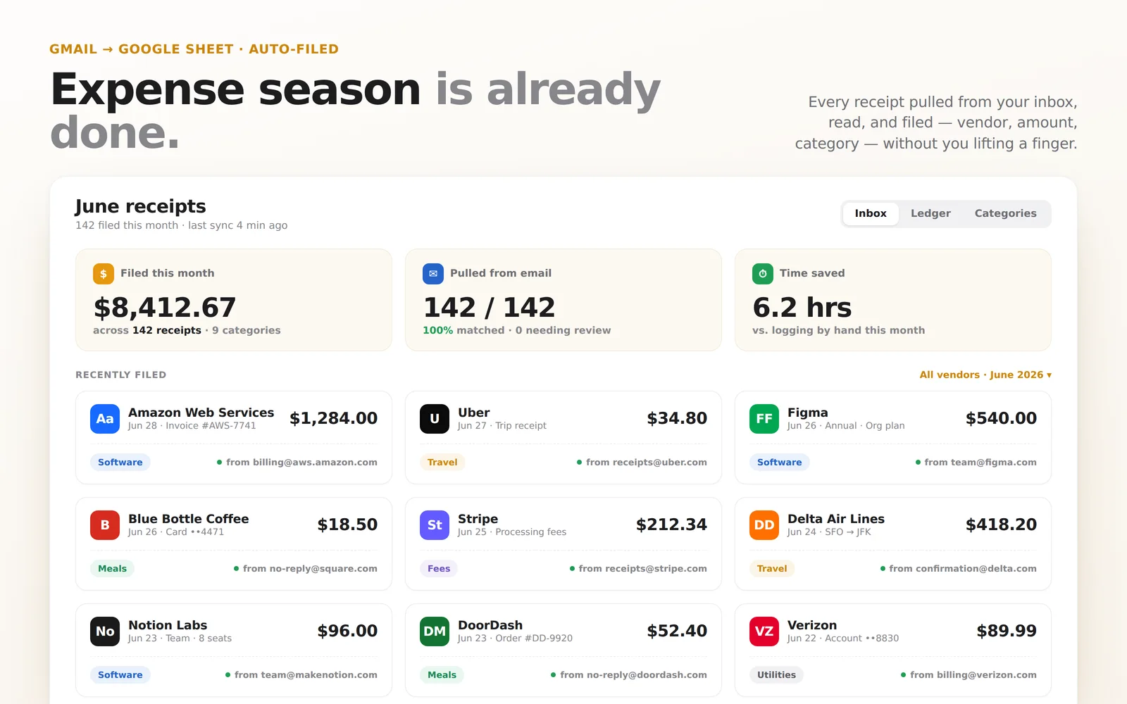 Receipt Inbox screenshot 1