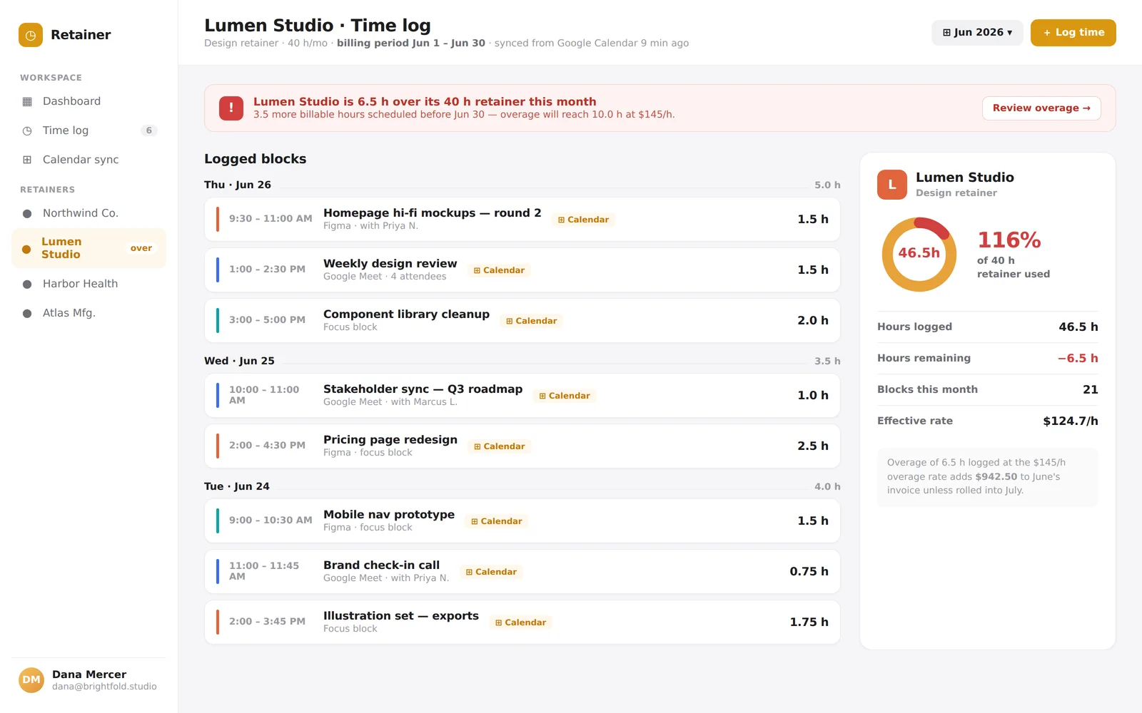 Retainer &amp; Time Tracker screenshot 2