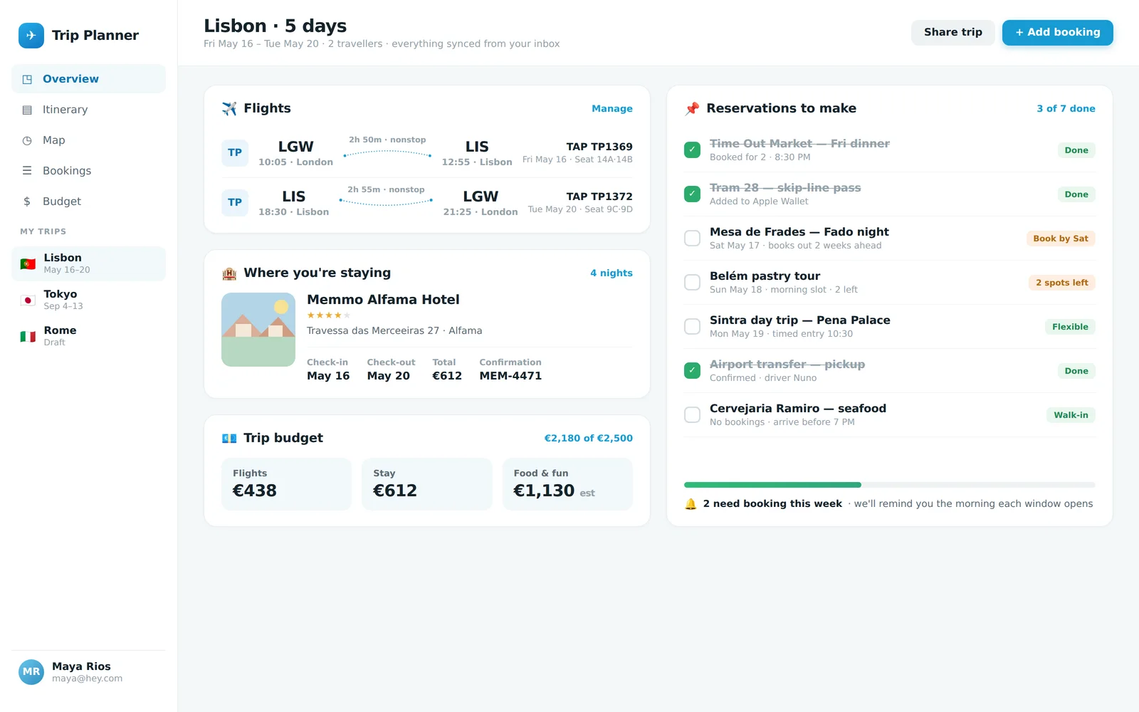 Trip Planner screenshot 2